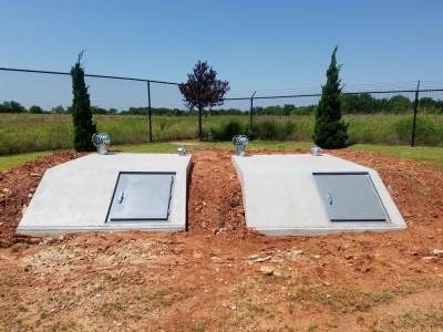 Slope top shelters like these can be cleared and prepared for use during severe weather.
