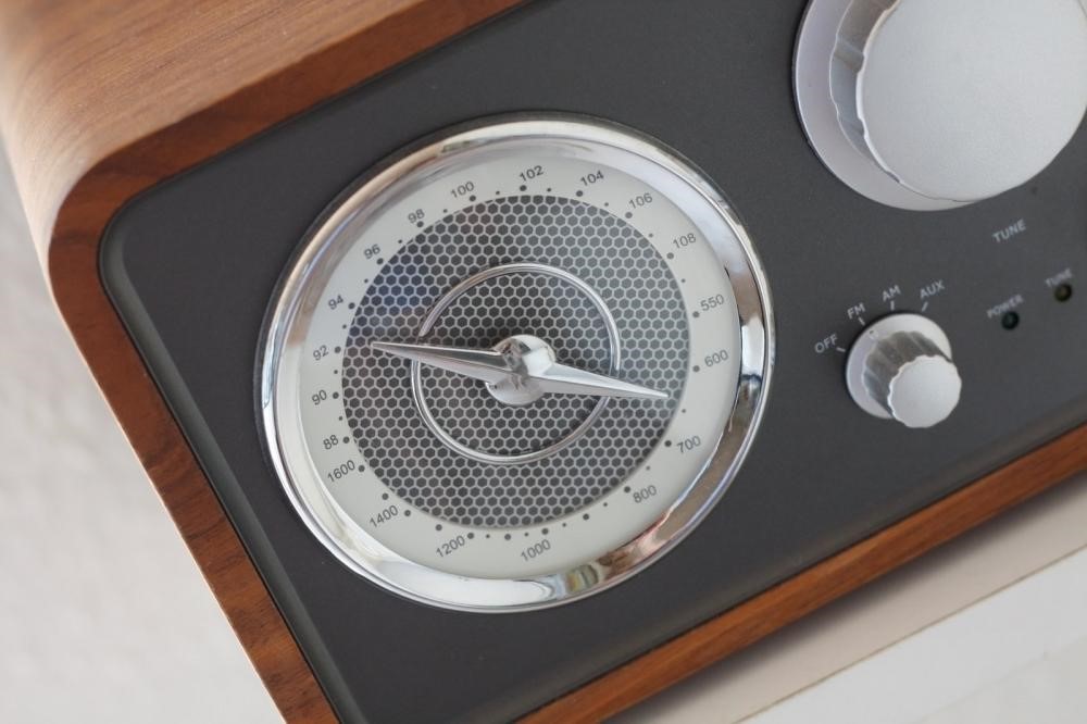A closeup of a radio’s dial.