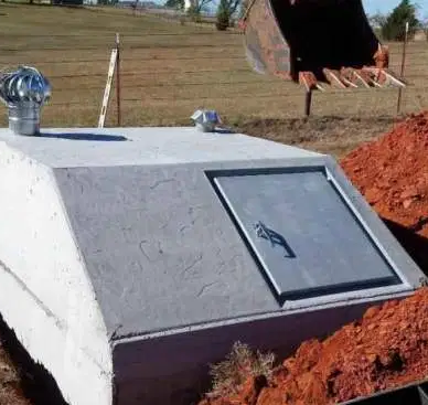 A concrete storm shelter in Oklahoma