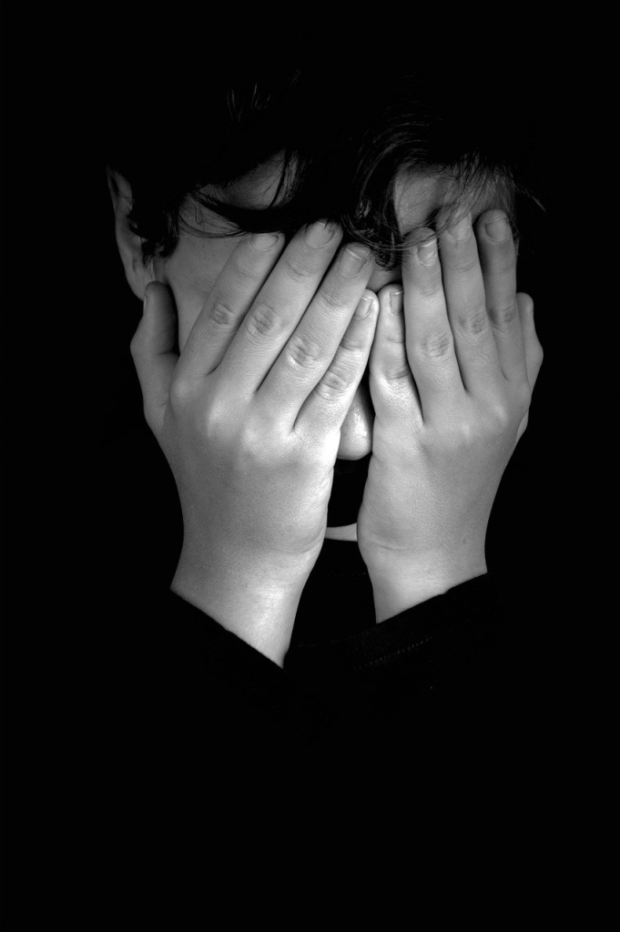 man feeling scared