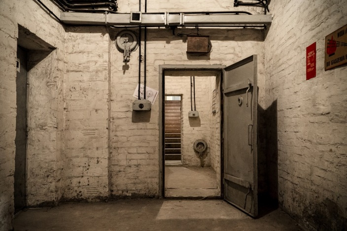 An underground shelter.