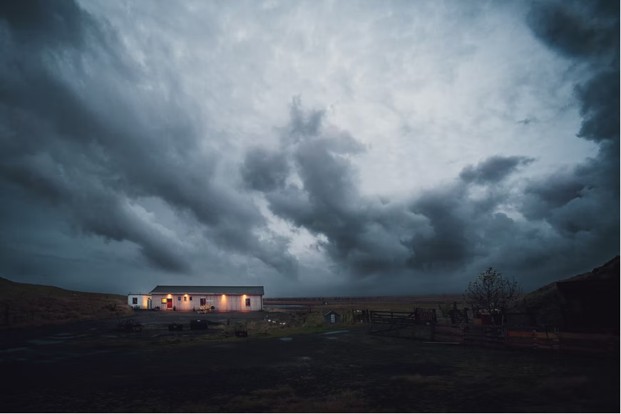 A storm building up around a property