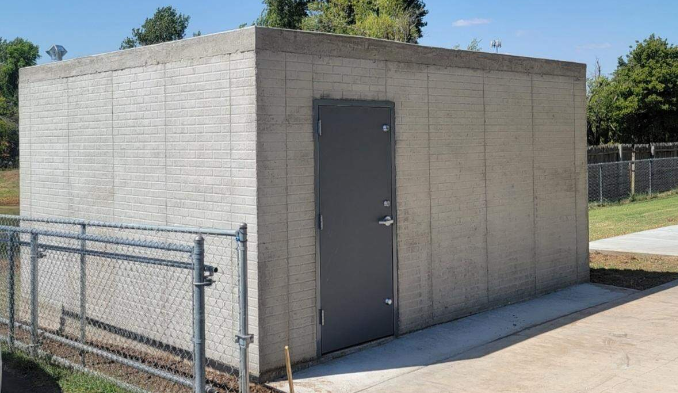 A custom-built concrete safe room by Oklahoma Shelters