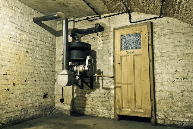An old air raid shelter room.