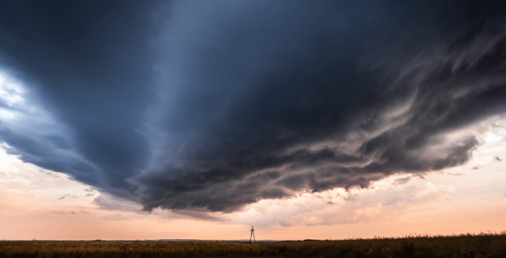 Dark clouds forming a tornado