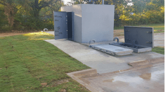 An outdoor steel shelter