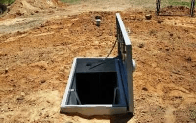 Underground bunker installation for extreme weather shelter protection.