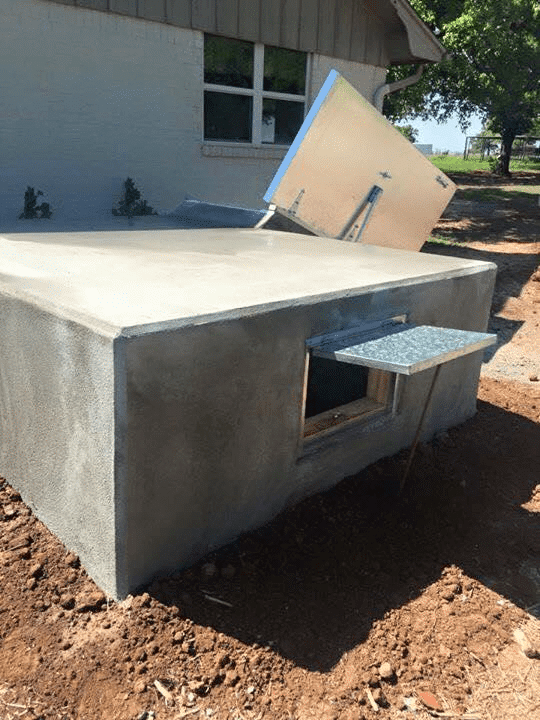 storm shelter Custom concrete storm shelter designed for tornado protection.