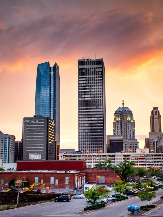 A side-view of buildings in Oklahoma City