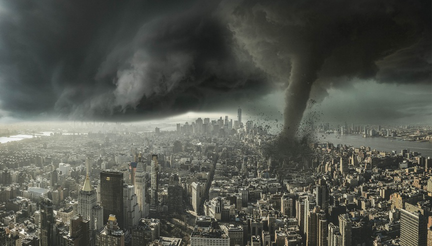 A tornado in the middle of a big city
