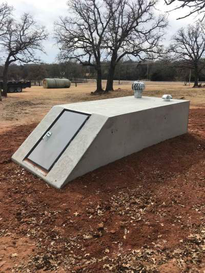 An underground storm shelter made of cement