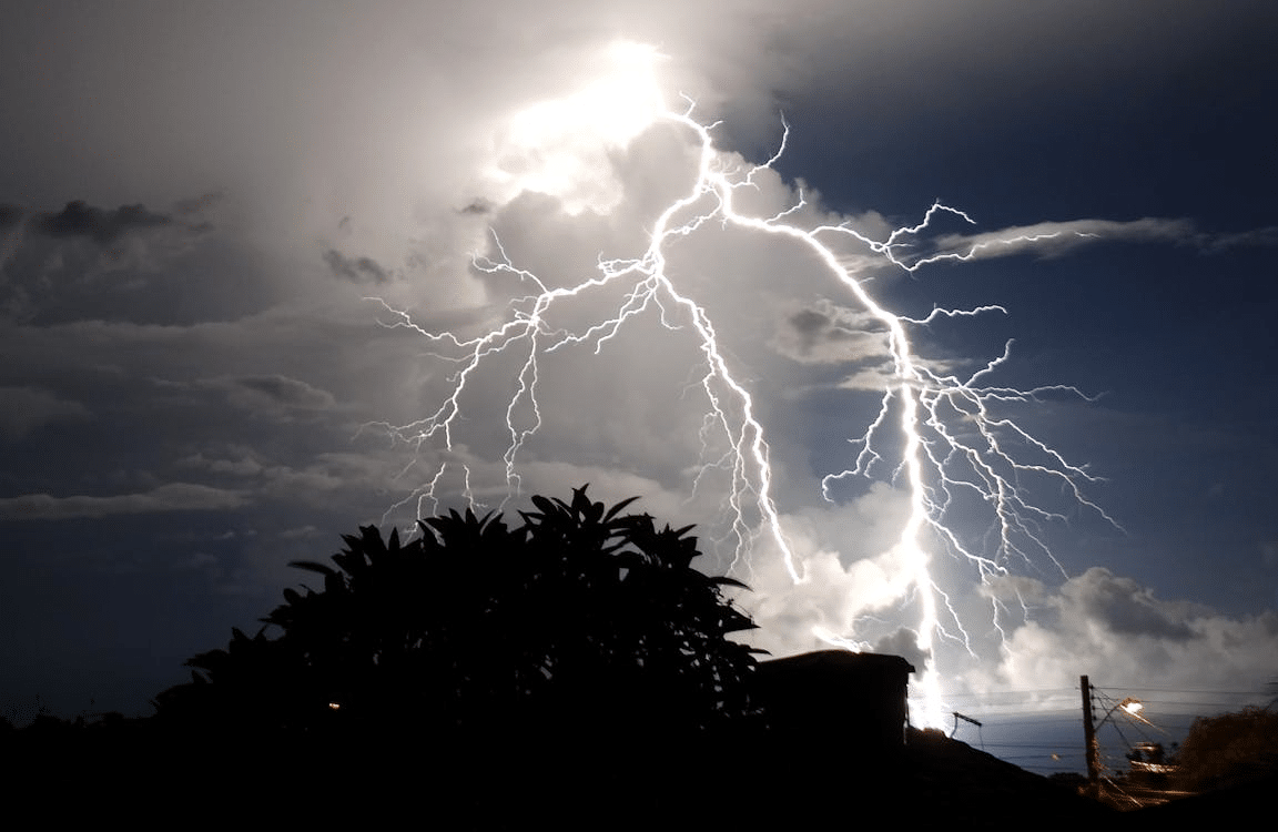 Dark thunderstorm with lightning