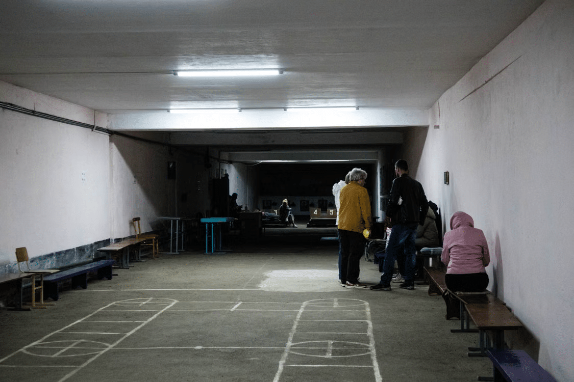 Residents inside a PHA storm shelter during a severe weather emergency.