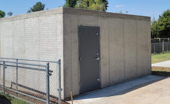 A custom-built concrete safe room by Oklahoma Shelters