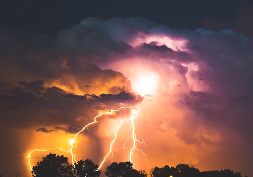 Lightning strike during a thunderstorm