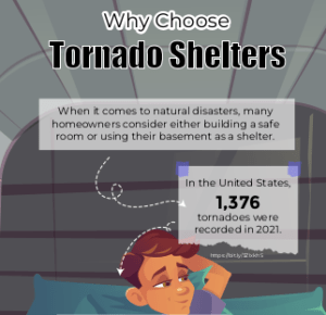 Shelters are a must for you if you live in areas prone to tornadoes.