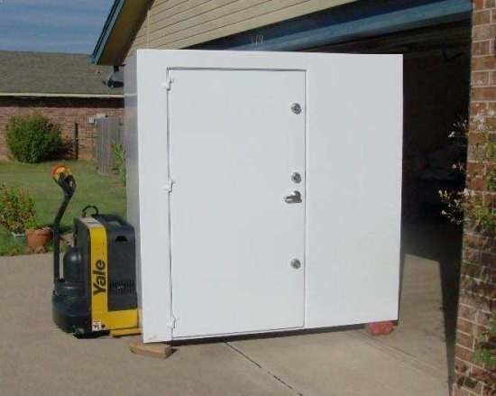 A steel safe room for storms in Oklahoma.