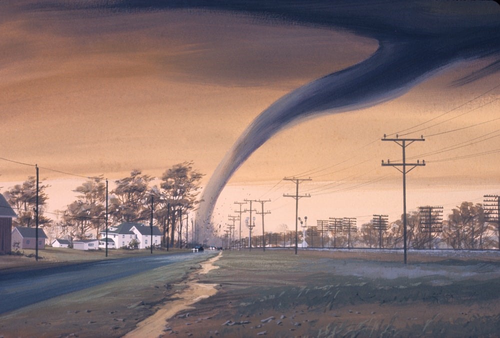 A painting of a tornado in Oklahoma