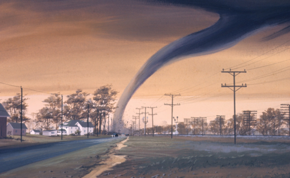 A tornado destroying a town
