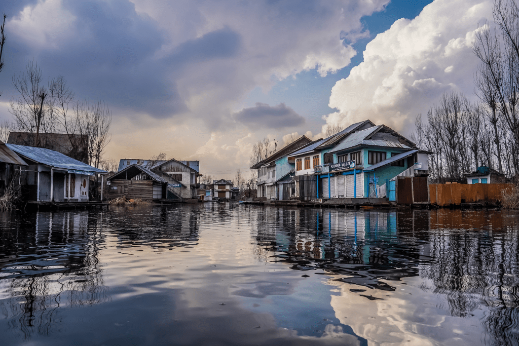 flooded streets with houses around
