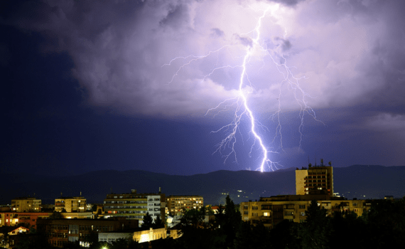 Lightning strike a city