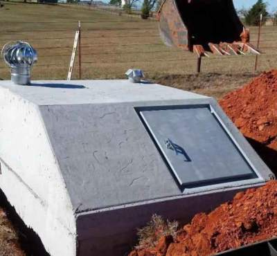concrete in-ground storm shelter installed by Oklahoma Shelters