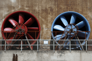 two industrial exhaust fans for ventilation